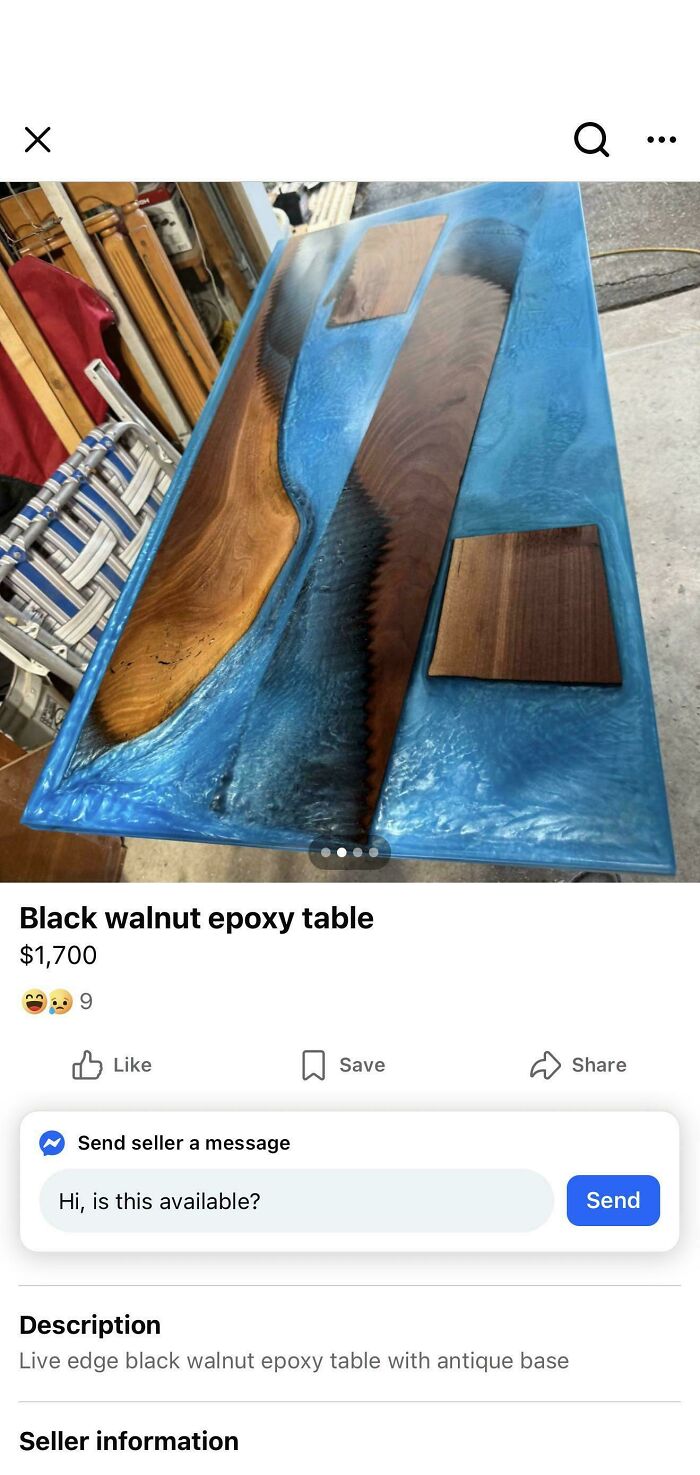 A beautiful black walnut epoxy table. Could this be a DiWHY success story?