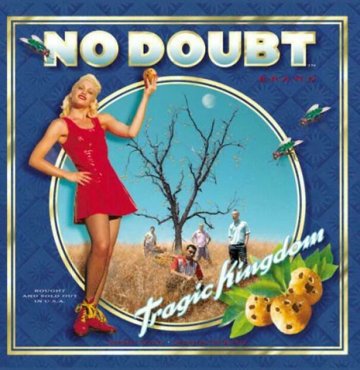 No Doubt Tragic Kingdom album cover, a nostalgic 90s image featuring Gwen Stefani.