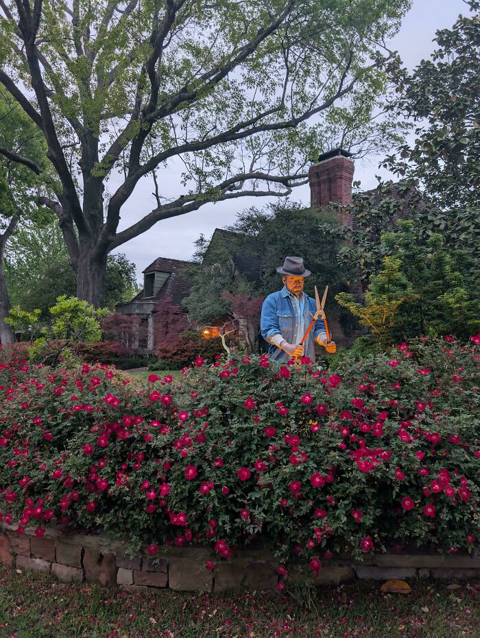 Permanent Gardener Statue In Front Of Their House. Like, What