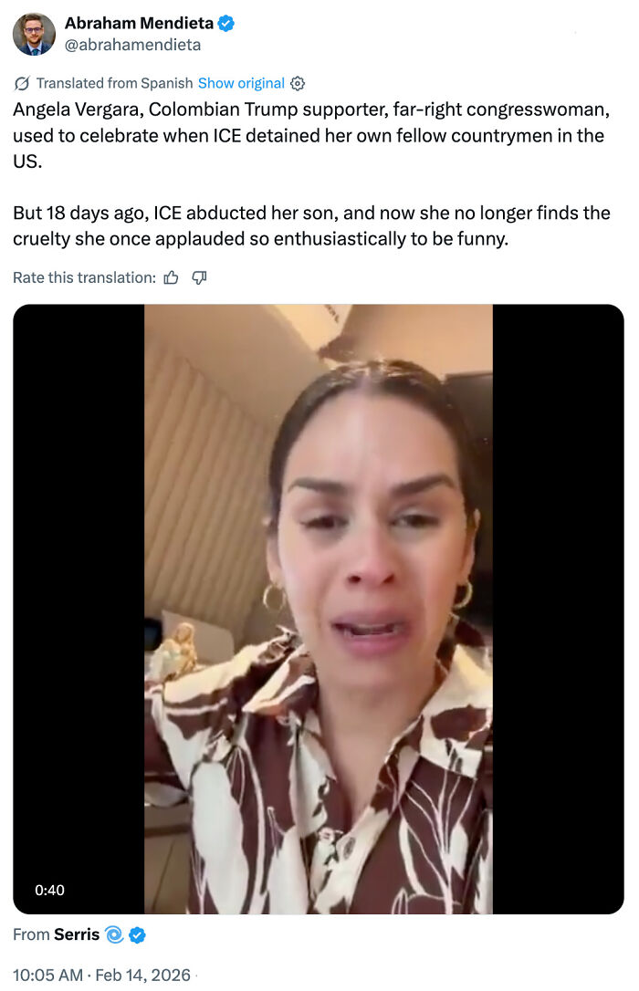 Woman tearfully speaking in a video about consequences faced after supporting the wrong side in a political situation.