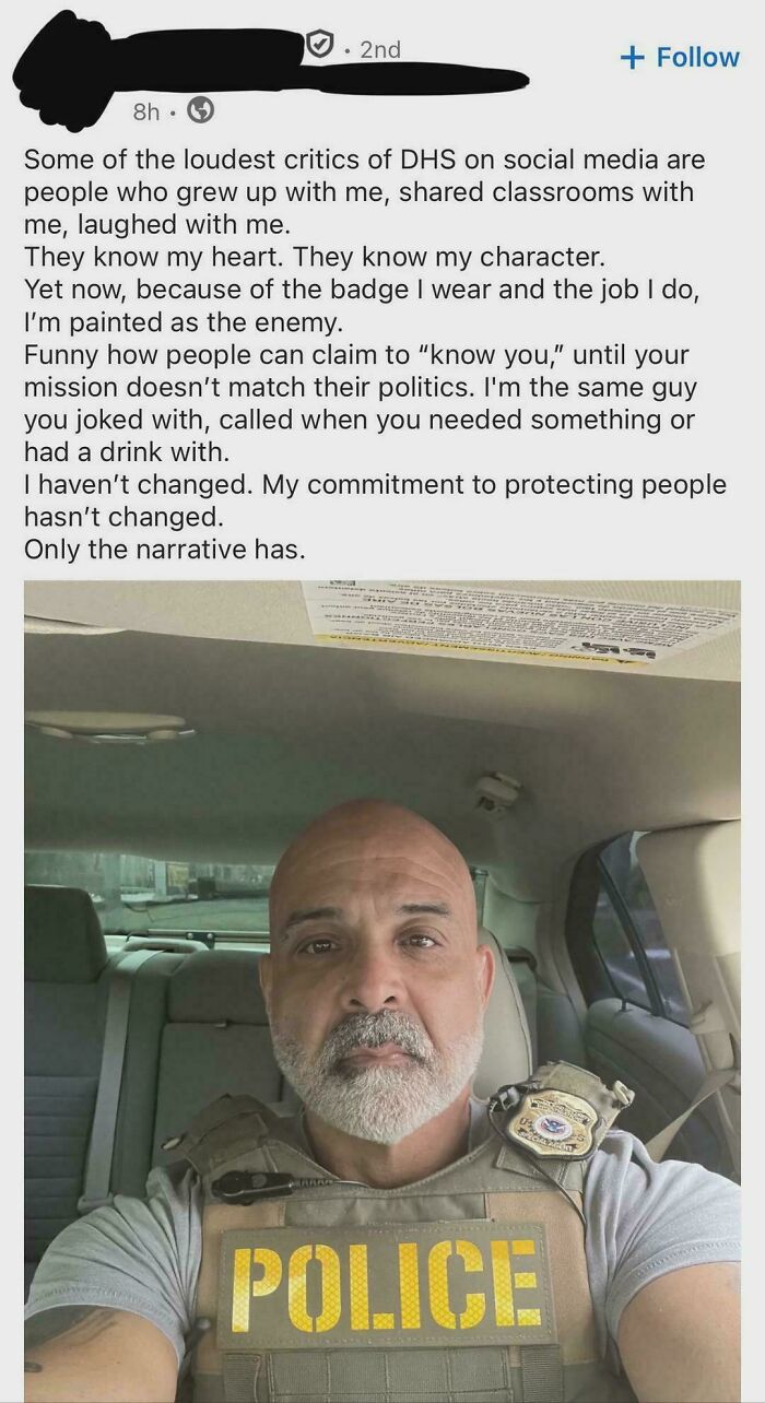 Man in police vest sharing a message about loyalty and consequences faced by those who supported the wrong side.