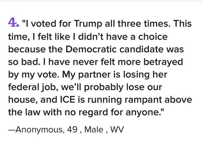 Anonymous male from WV expresses regret after supporting the wrong side and facing unexpected consequences.