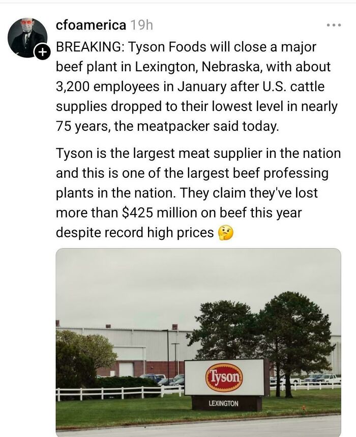 Tyson Foods closing major beef plant in Lexington, Nebraska, causing unexpected consequences for meat supply and workers.
