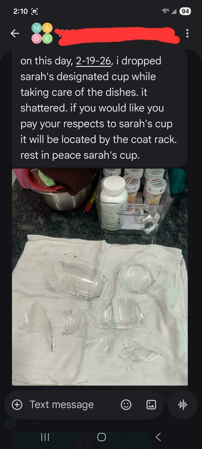 My Sister Accidentally Broke My Favorite Glass And Wrote A Eulogy For It In The Family Group Chat