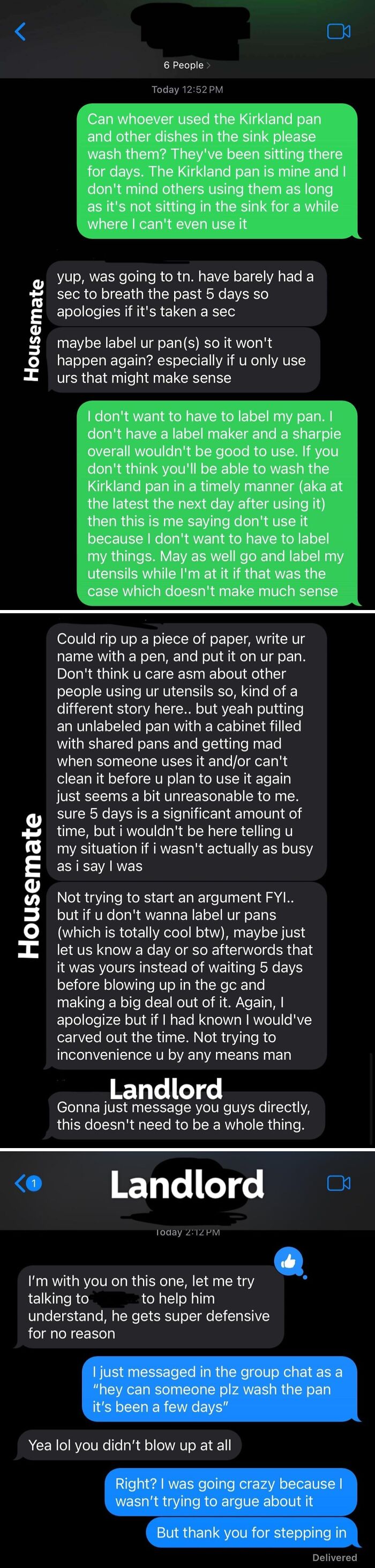 Housemate Left A Pan Of Mine In The Sink For Days And Argues About It