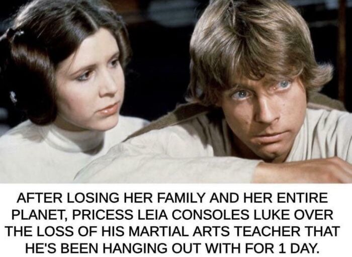 Scene from a classic movie showing a moment between two characters with hilariously absurd made-up movie details.