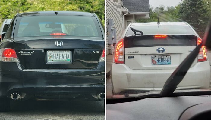 Somehow Ended Up Behind These 2 Cars At The Same Location A Couple Days Apart