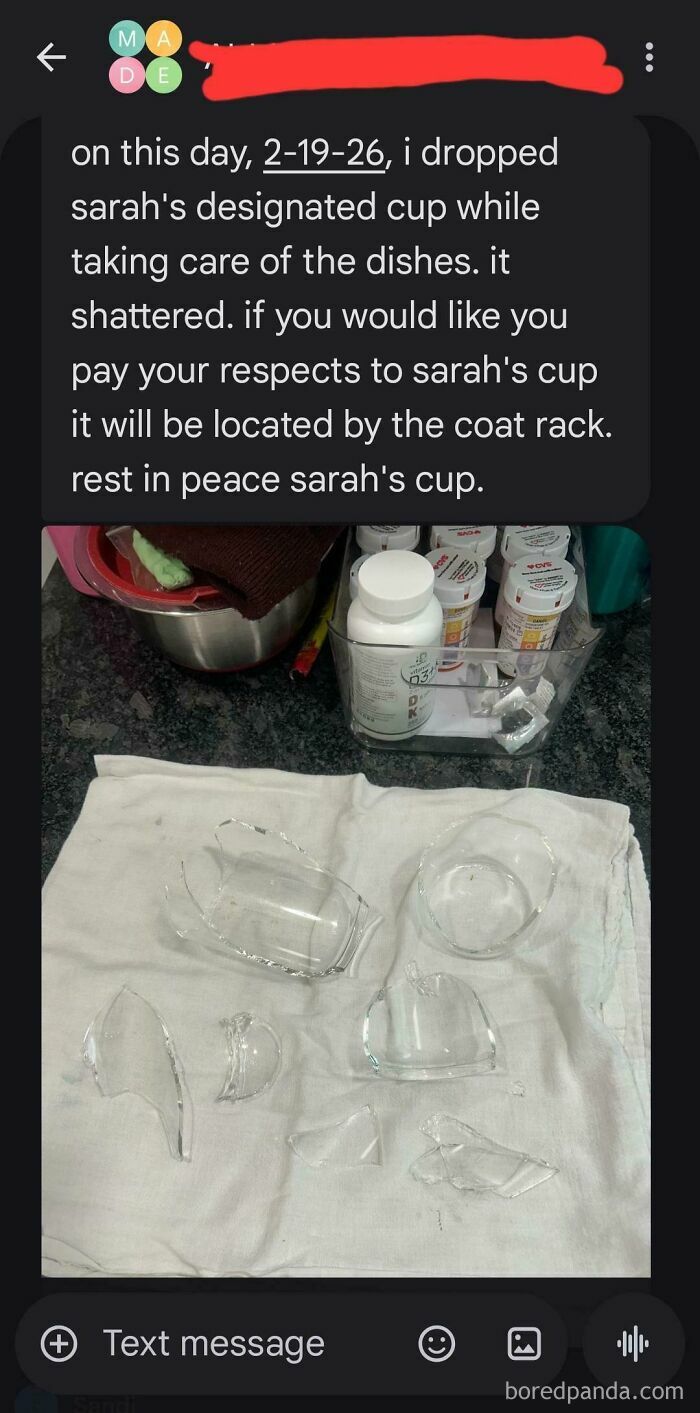 My Sister Accidentally Broke My Favorite Glass And Wrote A Eulogy For It In The Family Group Chat