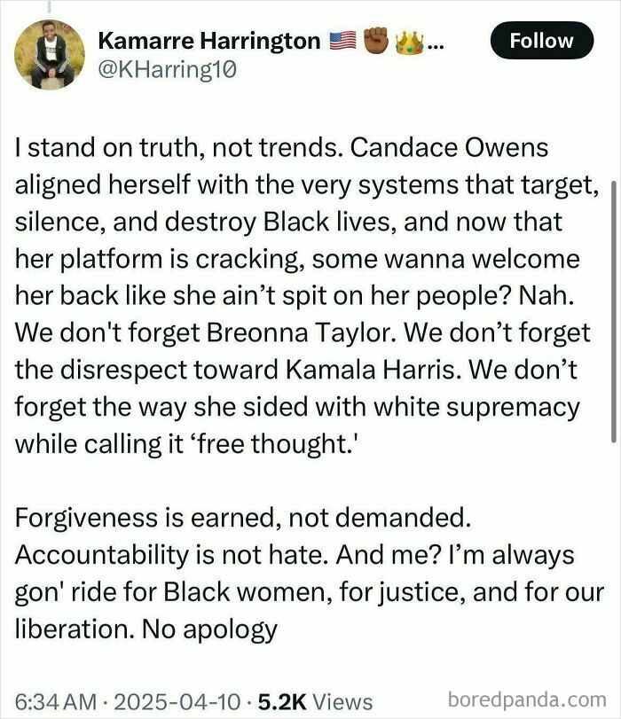 Tweet from Black Twitter discussing accountability, justice, and respect for Black lives and Black women.