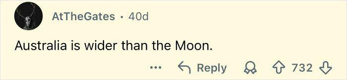 Screenshot of a social media post sharing a fact that sounds far-fetched but is actually true about Australia and the Moon.