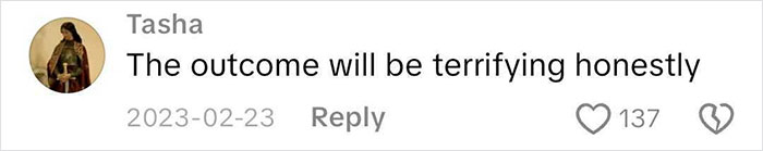 Screenshot of a comment saying the outcome will be terrifying in a discussion about women undercover in incel forums.