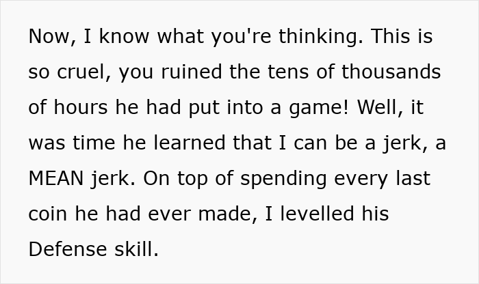 Text excerpt from an article about ruining years of effort in RuneScape after a man cheats on his girlfriend and shares private pictures. - 43