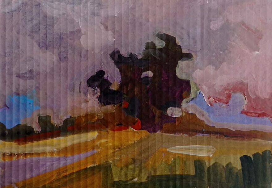 From Trash To Gallery: How My Need To Create Turned Used Boxes Into Fine Art Landscapes