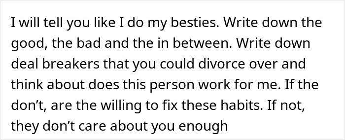 Text about relationship advice with a focus on habits and deal breakers for normal couples.