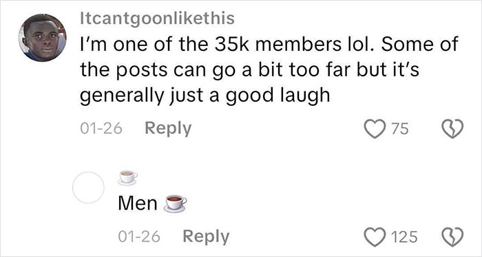 Screenshot of a social media comment thread discussing posts from incel forums with users reacting humorously.