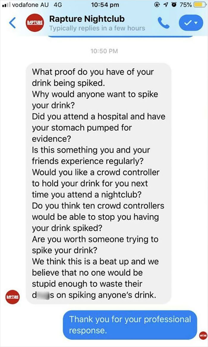 Nightclub Questions Whether Girl Is "Worth Someone Trying To Spike Her Drink"