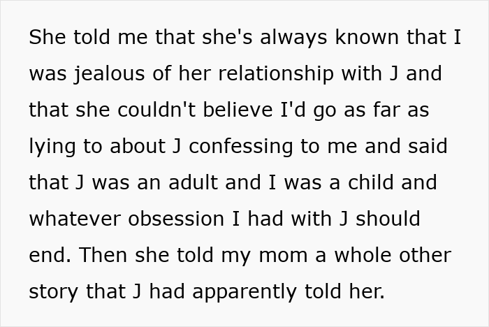 Text excerpt showing a younger sister in trouble confessing jealousy and obsession about a relationship with J.