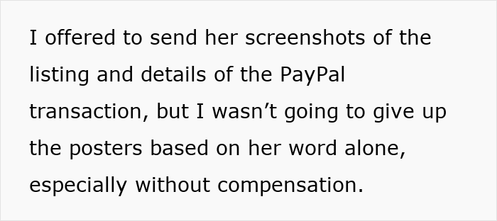 Text showing a K-Pop fan discussing proof of purchase and refusing to return rare merch without compensation.