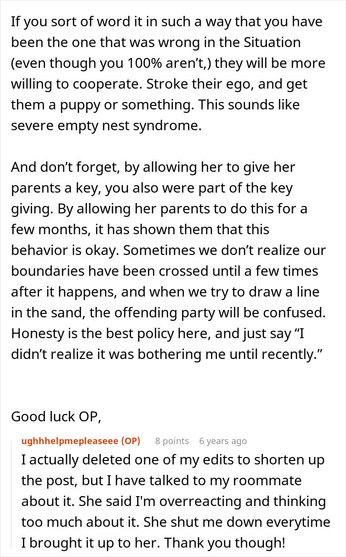 Woman shocked as roommate&rsquo;s parents use spare key to enter and act like babysitters without permission