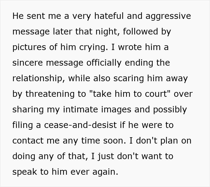 Text describing a hateful message and emotional reaction related to cheating and private picture sharing after a RuneScape effort is destroyed. - 51