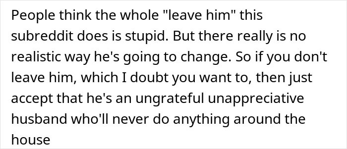 Text post about a man complaining about paying the price and eating fast food while his wife works longer shifts.