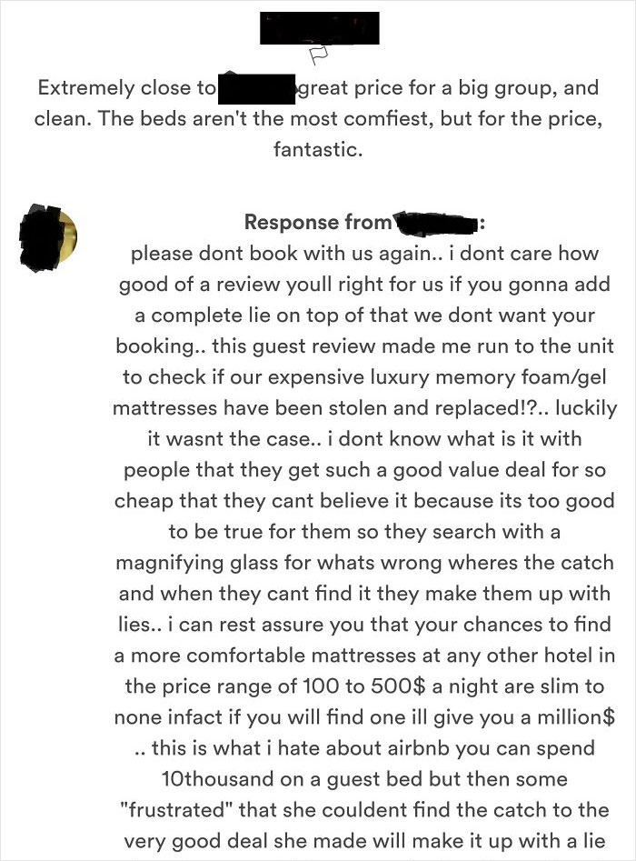 Airbnb Owner Takes Issue With Guest Dissing Her Mattress