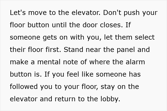 Safety tips for women in elevators from a former FBI agent, emphasizing awareness and caution in public spaces.