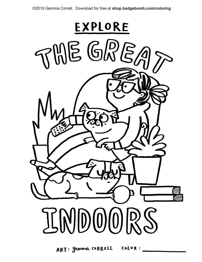 Illustration of a person with two pugs indoors, capturing the unique traits of pug owners in a comic style.
