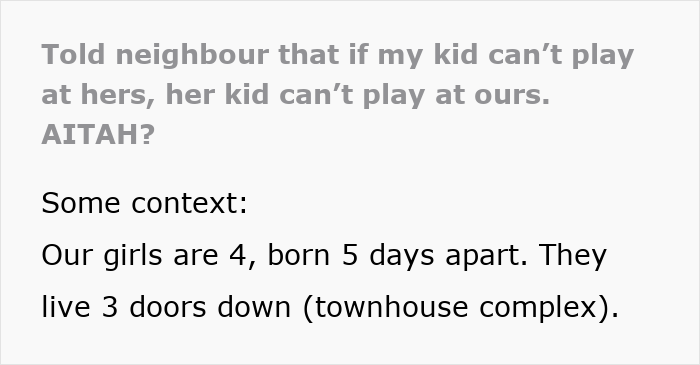 Text post discussing a mom refusing to host playdates due to messiness while expecting neighbor's door open.