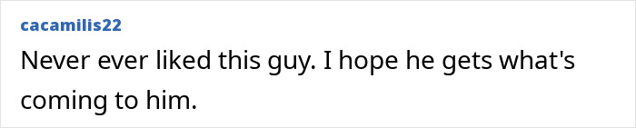 Comment on social media expressing dislike and hope for consequences related to Russell Brand's disturbing charges controversy.