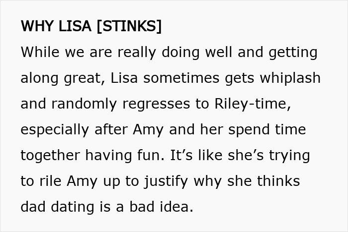 Text explaining a widowed dad&rsquo;s love life complicated by his teen daughter&rsquo;s jealousy and family relationship challenges.