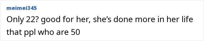 Comment on social media praising Millie Bobby Brown's achievements at a young age, highlighting her maturity compared to older people.