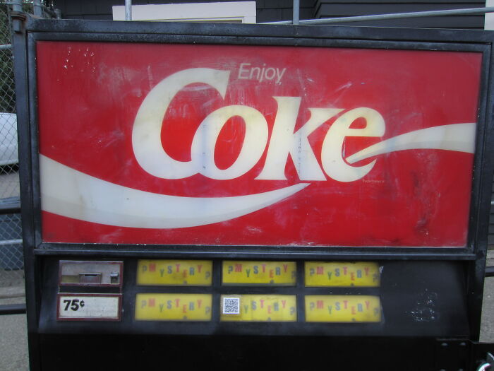 Vintage Coke vending machine showing mystery drink options and a 75 cent price, related to today I learned facts.