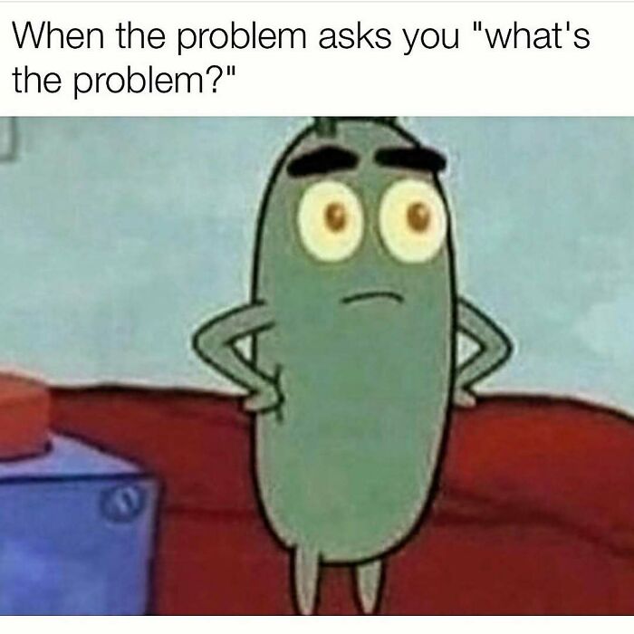 Cartoon character standing with hands on hips and confused expression, relatable cute and wholesome posts for girlies.