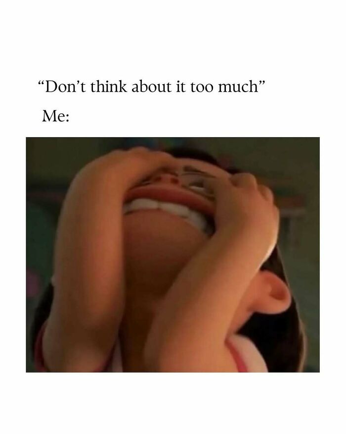 Animated character covering their face with hands, expressing overwhelmed feelings in a cute and wholesome post for girlies.