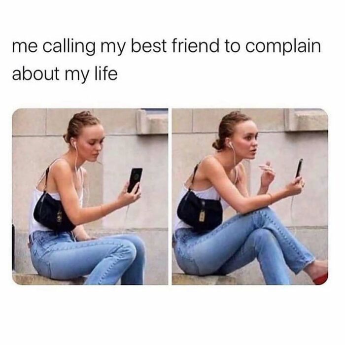 Young woman calling best friend to complain about life, a cute and wholesome moment shared by girlies.