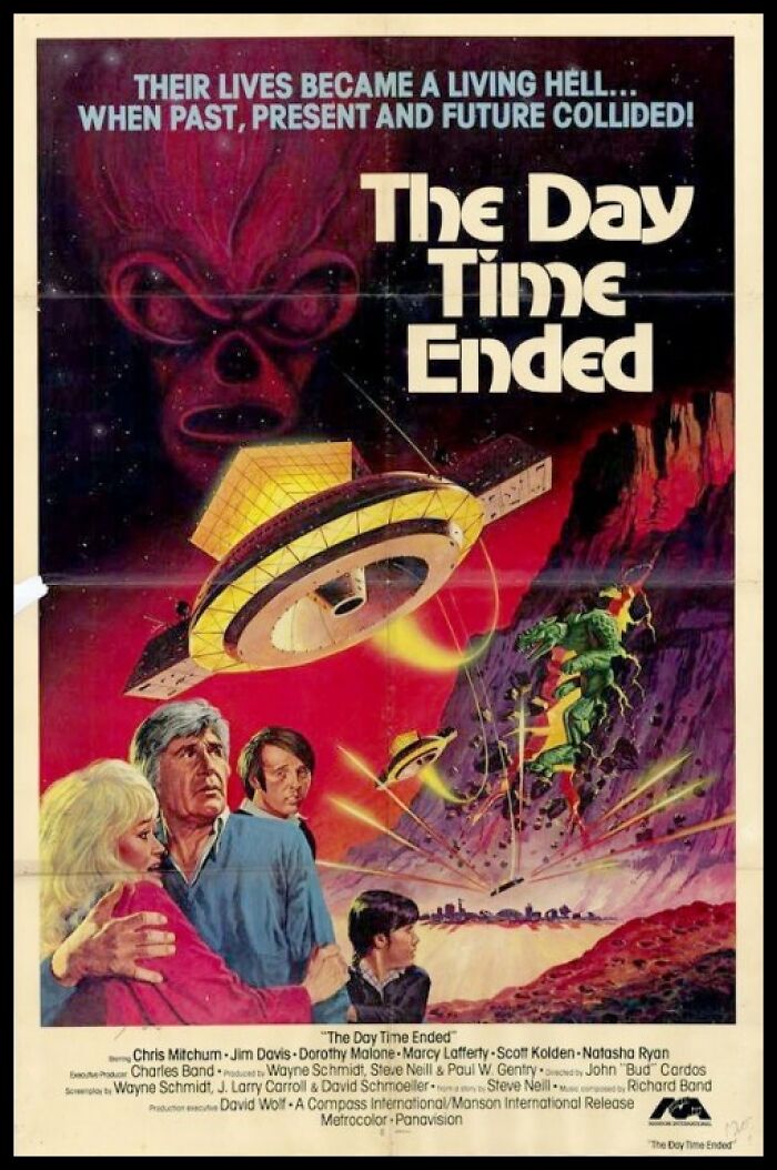 Vintage American ads featuring a sci-fi movie poster with dramatic space and alien imagery.