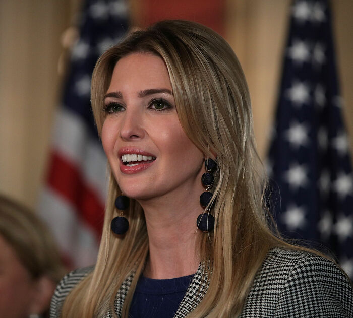 Ivanka Trump speaking at event with American flags in background, showing transformation closely scrutinized by doctors.
