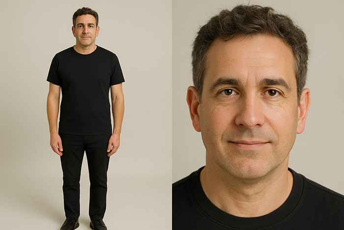 Middle-aged man in black outfit posing, representing the perfect man and woman ideal across generations from Gen Z to Boomers.