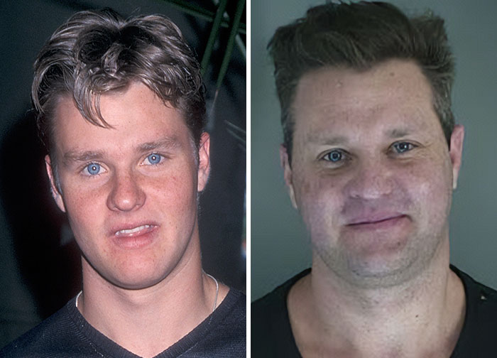 Side-by-side images of Home Improvement star Zachery Ty Bryan showing a younger and recent photo after arrest.