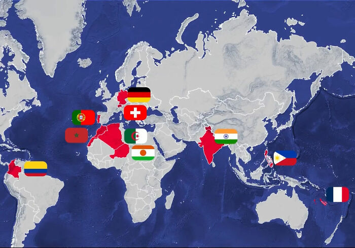 World map highlighting countries related to a teacher known for helping under-privileged students accused of crimes.