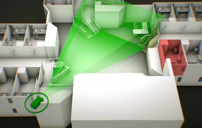 3D layout showing areas covered by surveillance cameras in a facility linked to Jeffrey Epstein’s post mortem investigation. 3D layout showing areas covered by surveillance cameras in a facility linked to Jeffrey Epstein’s post mortem investigation.