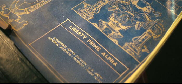 Blueprint of Liberty Prime Alpha from Fallout finale's post-credits scene hints at Season 3 developments and storyline depth. - 2