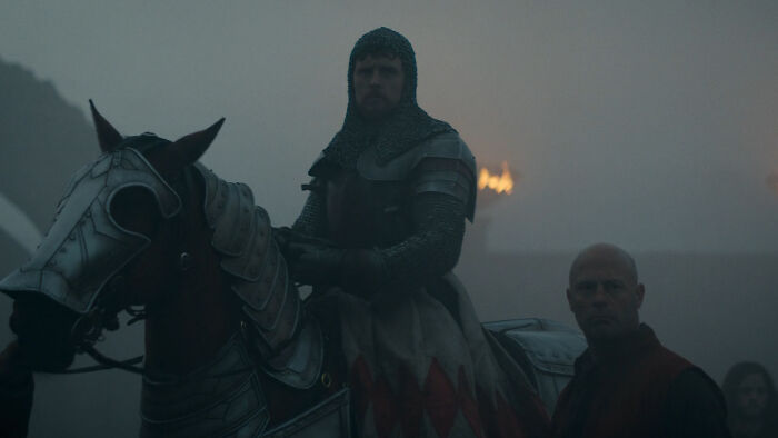 Knight in full armor on horseback during Trial By Seven scene, featuring champions joining Ser Duncan in the Trial By Seven. Knight in full armor on horseback during Trial By Seven scene, featuring champions joining Ser Duncan in the Trial By Seven.