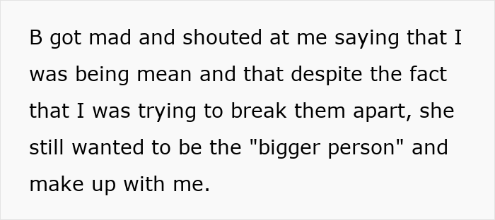 Text excerpt showing a boyfriend confession about a younger sister causing trouble and trying to make up after conflict.