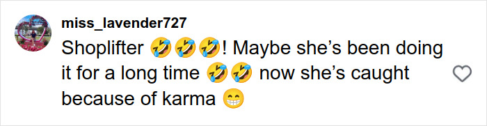 Comment from a tourist reacting with laughter and karma mention after being caught stealing a bikini on camera. Comment from a tourist reacting with laughter and karma mention after being caught stealing a bikini on camera.