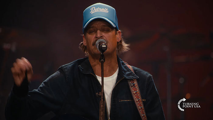 Kid Rock performing at Turning Point USA alternative Super Bowl show causing online backlash.