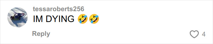 Screenshot of a social media comment reading IM DYING with laughing emojis reacting to Australian woman viral love note story. Screenshot of a social media comment reading IM DYING with laughing emojis reacting to Australian woman viral love note story.