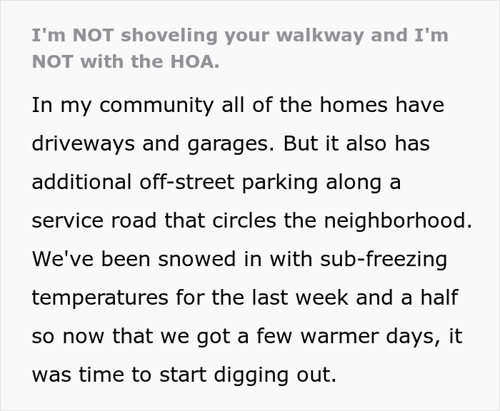 Guy Shovels Snow For Elderly Neighbor, Random Lady Decides He&rsquo;s The HOA And Orders Her Walkway Done