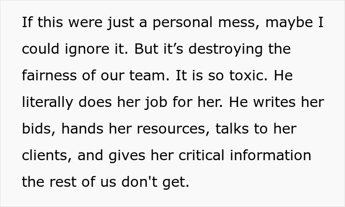 Person disappointed in boss they looked up to, feeling upset about affair with employee affecting team fairness.